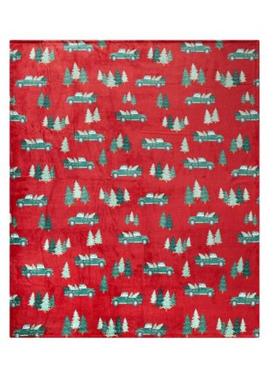 Holiday Time Cozy Christmas Plush Trucks Throw Blanket, Standard Size - Picture 6 of 7